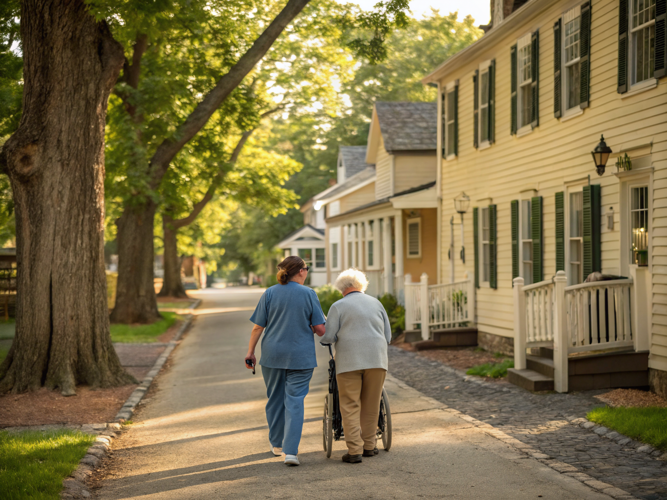 Home health aide assisting a senior resident in Cranbury NJ Middlesex County