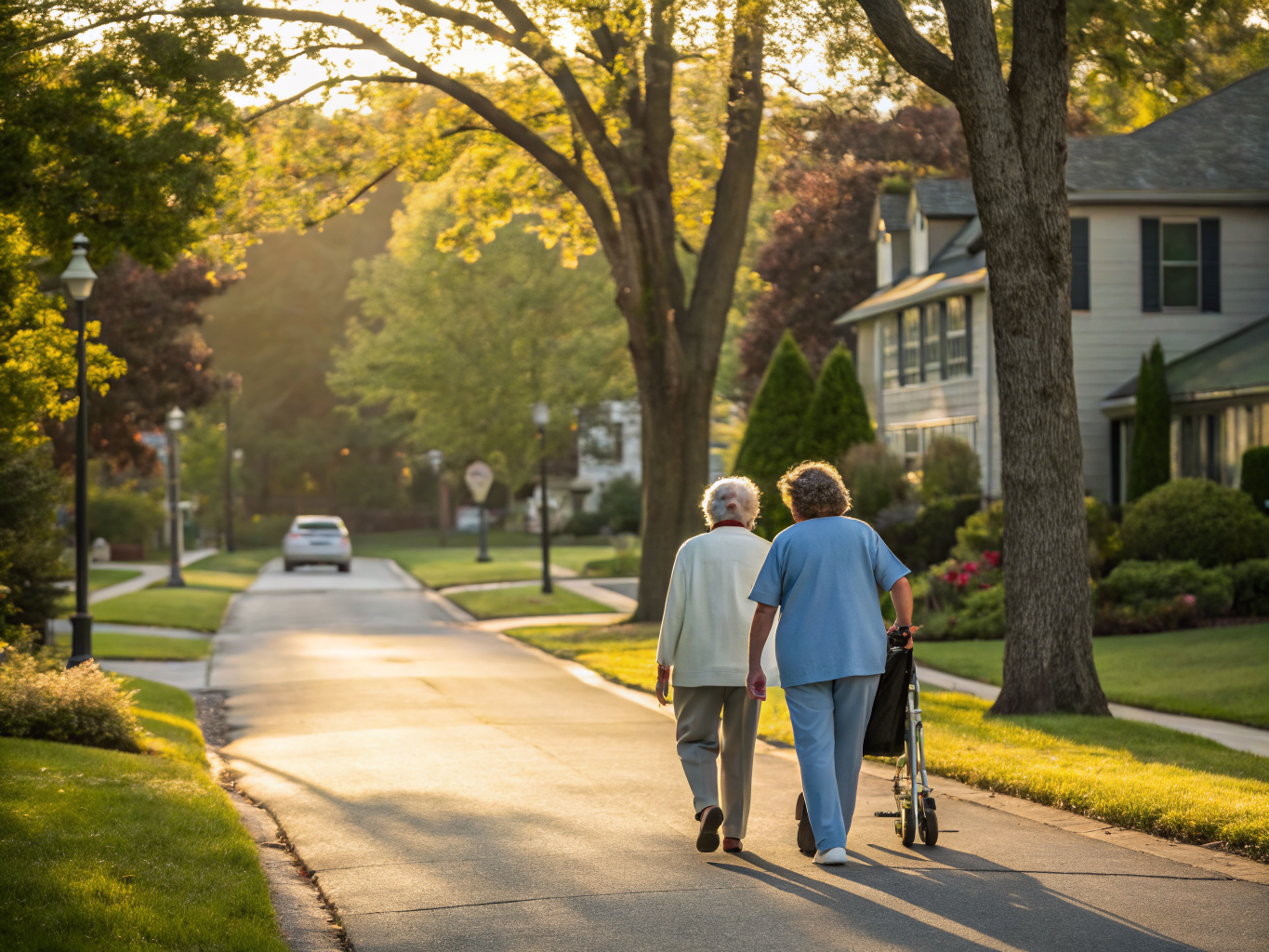 Home health aide assisting a senior resident in Demarest NJ Bergen County
