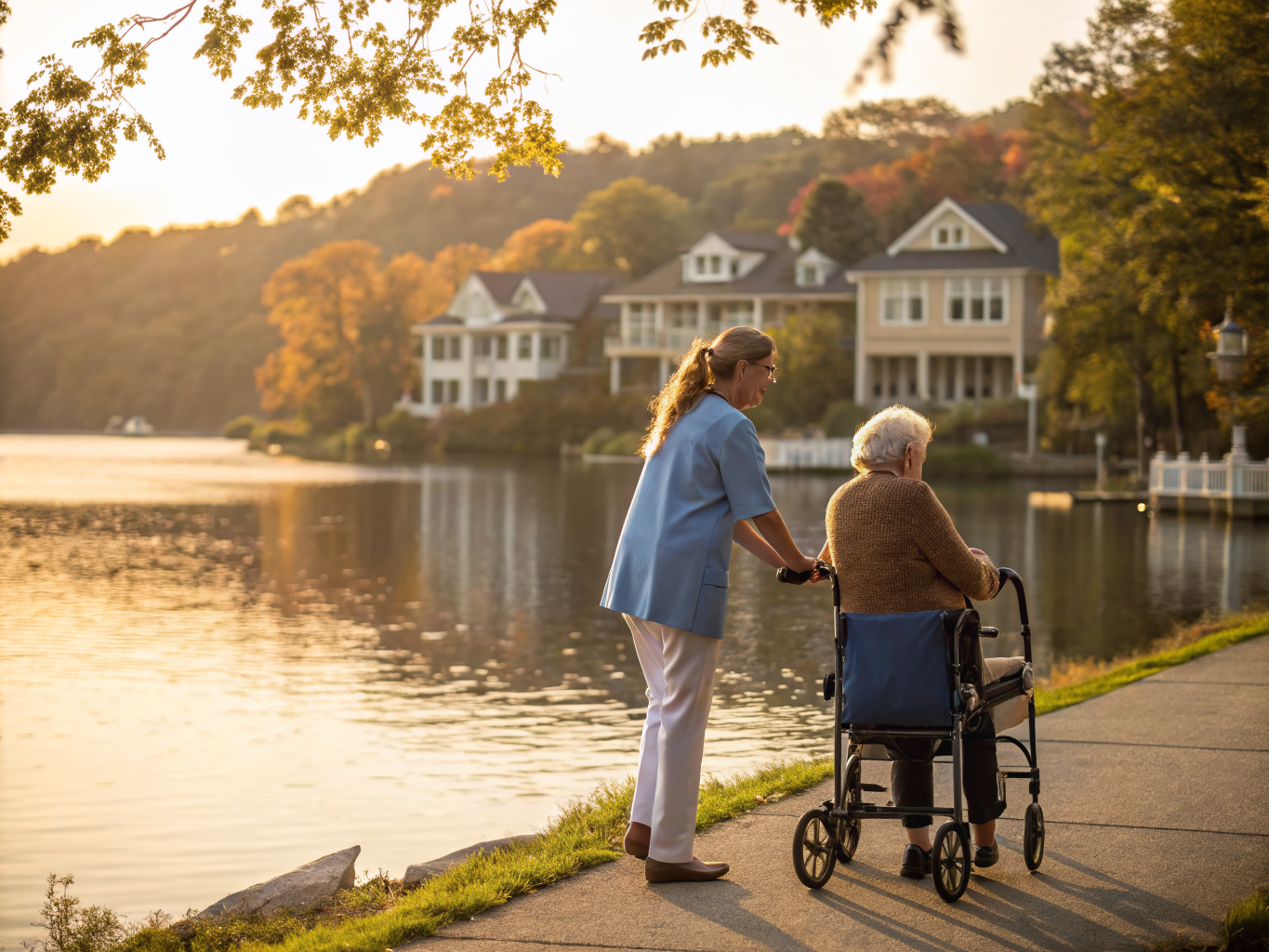Home health aide assisting a senior resident in Denville NJ Morris County
