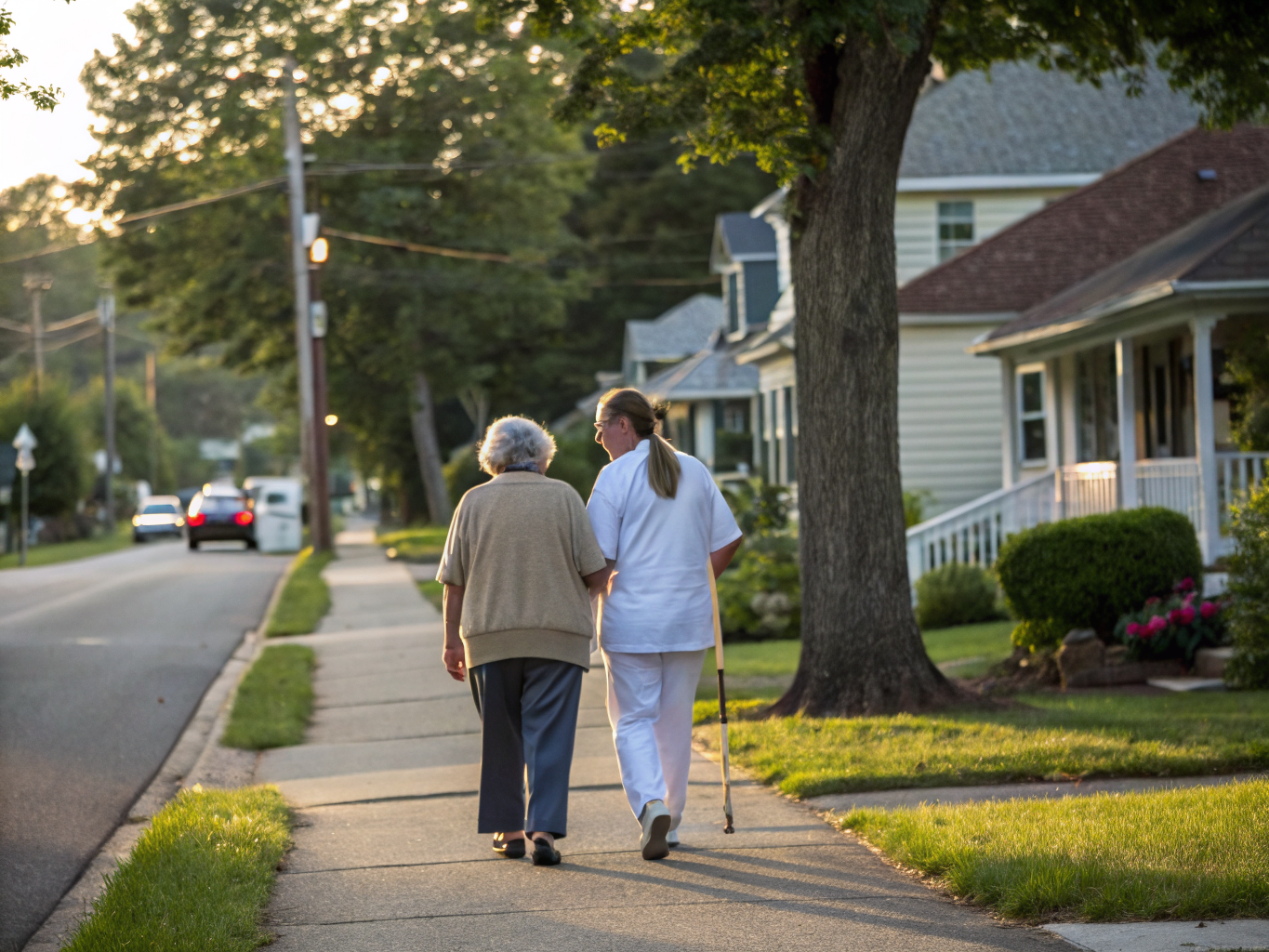 Home health aide assisting a senior resident in Dunellen NJ Middlesex County