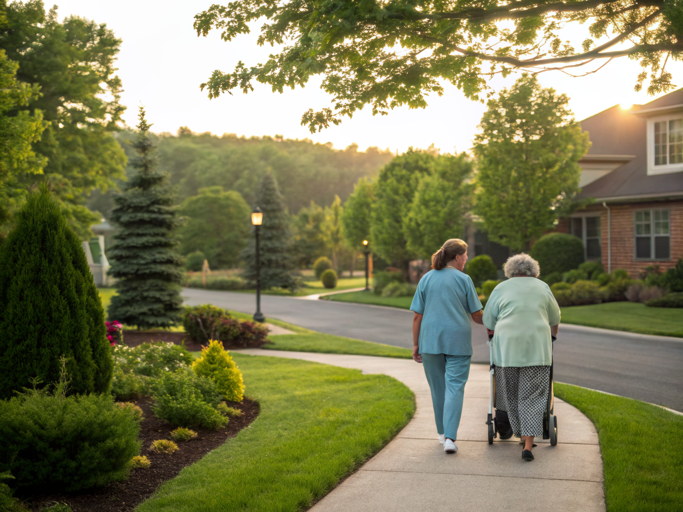 Home health aide assisting a senior resident in East Brunswick NJ Middlesex County