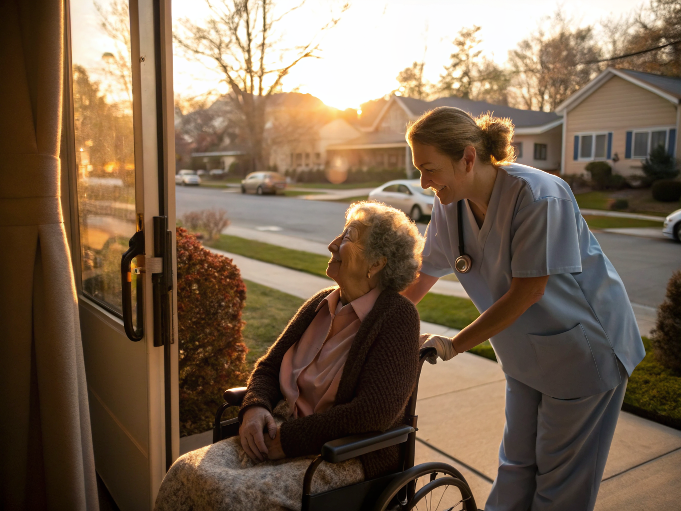 Home health aide assisting a senior resident in East Rutherford NJ Bergen County