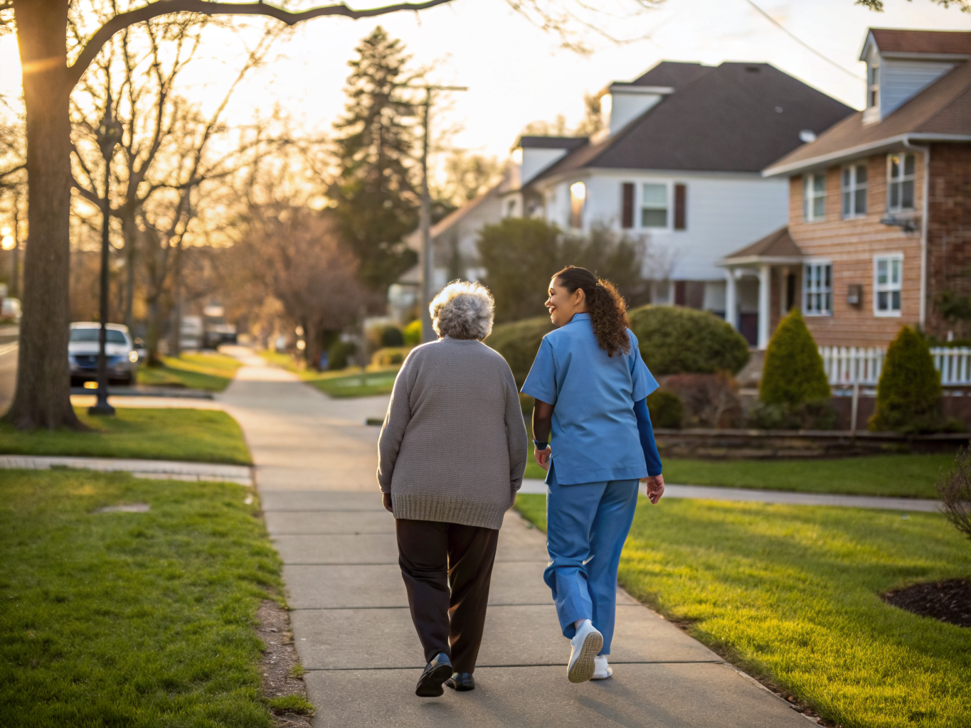 Home health aide assisting a senior resident in Elmwood Park NJ Bergen County