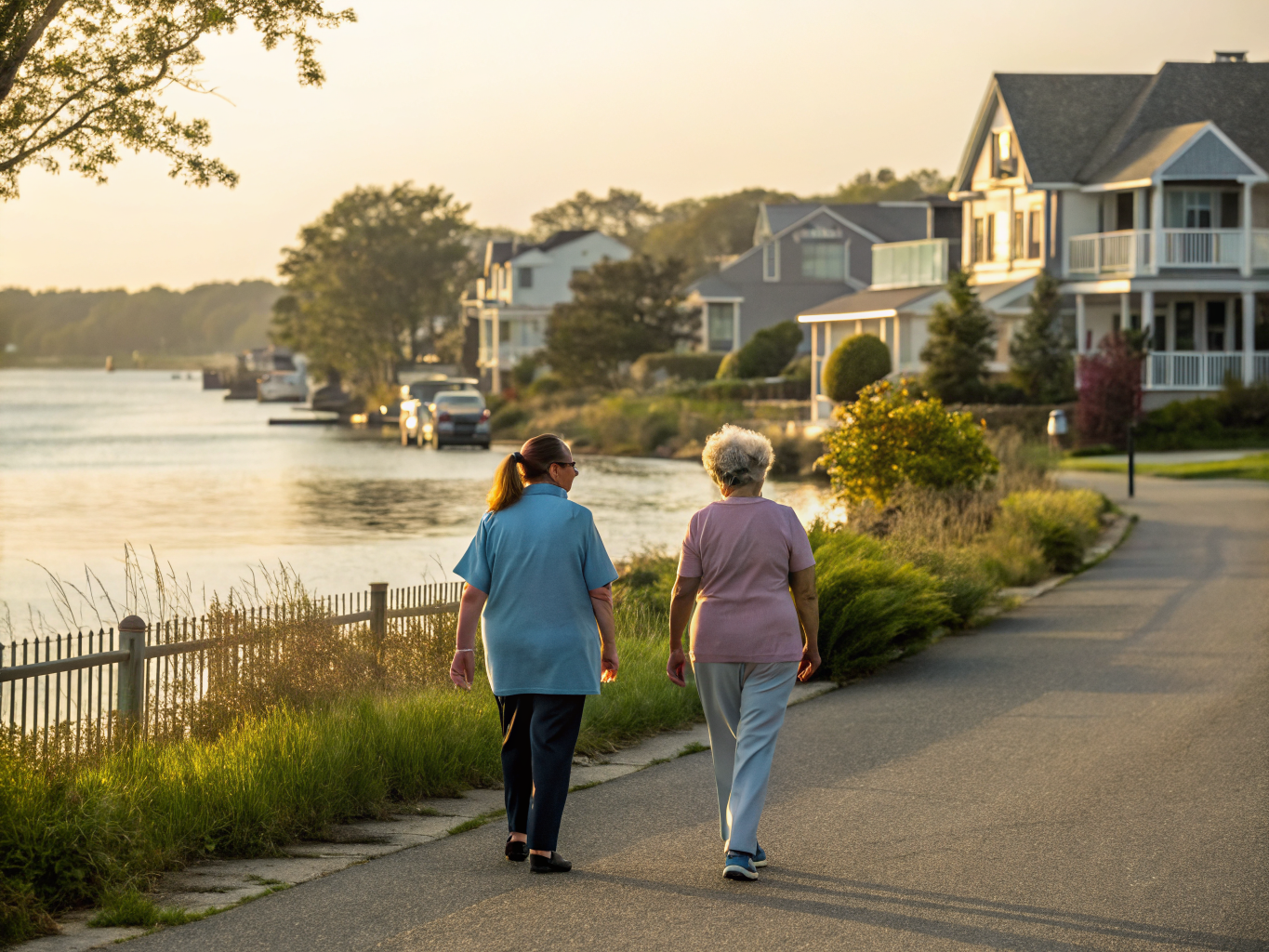 Home health aide providing care for a senior resident in Fair Haven NJ Monmouth County