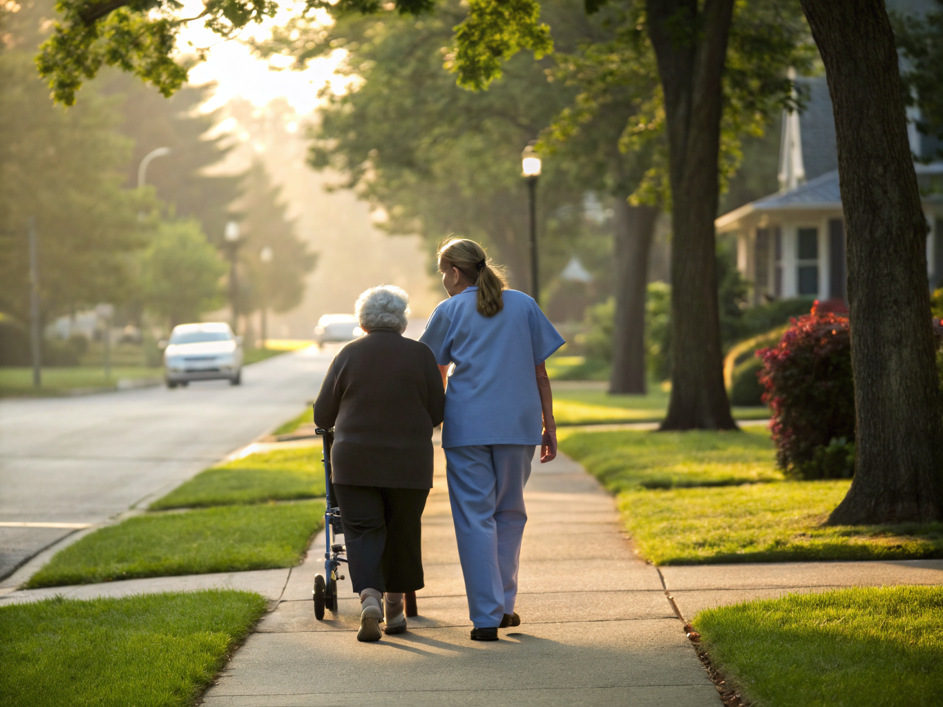 Home health aide assisting a senior resident in Fair Lawn NJ Bergen County
