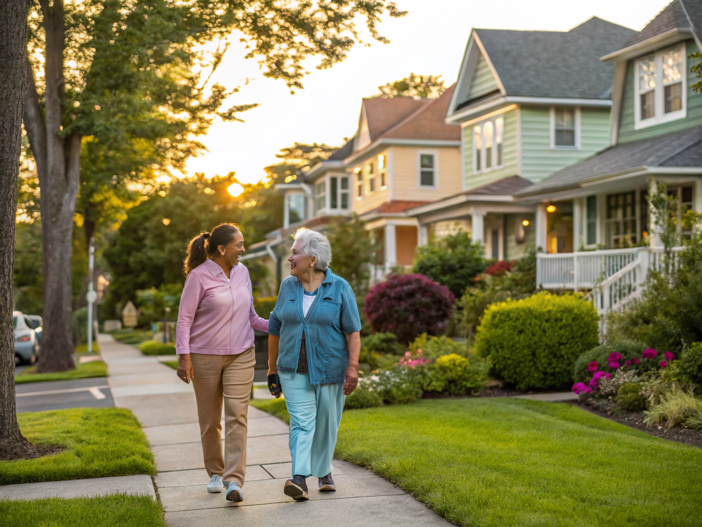 Home health aide assisting a senior resident in Fairview NJ Bergen County