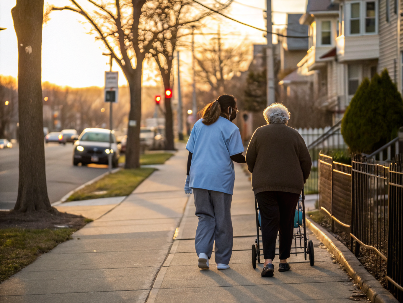 Home health aide assisting a senior resident in Garfield NJ Bergen County
