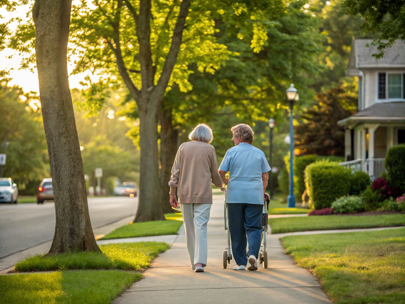 Home health aide assisting a senior resident in Harrington Park NJ Bergen County