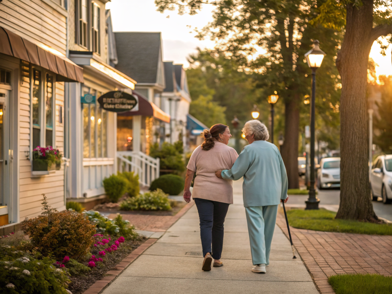 Home health aide assisting a senior resident in Hasbrouck Heights NJ Bergen County