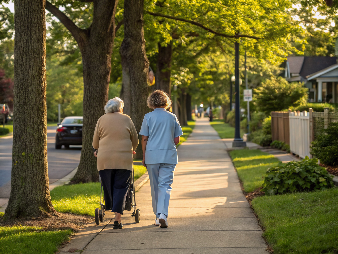 Home health aide assisting a senior resident in Highland Park NJ Middlesex County