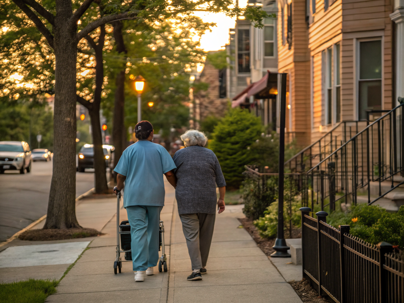 Home health aide assisting a senior resident in Irvington NJ Essex County