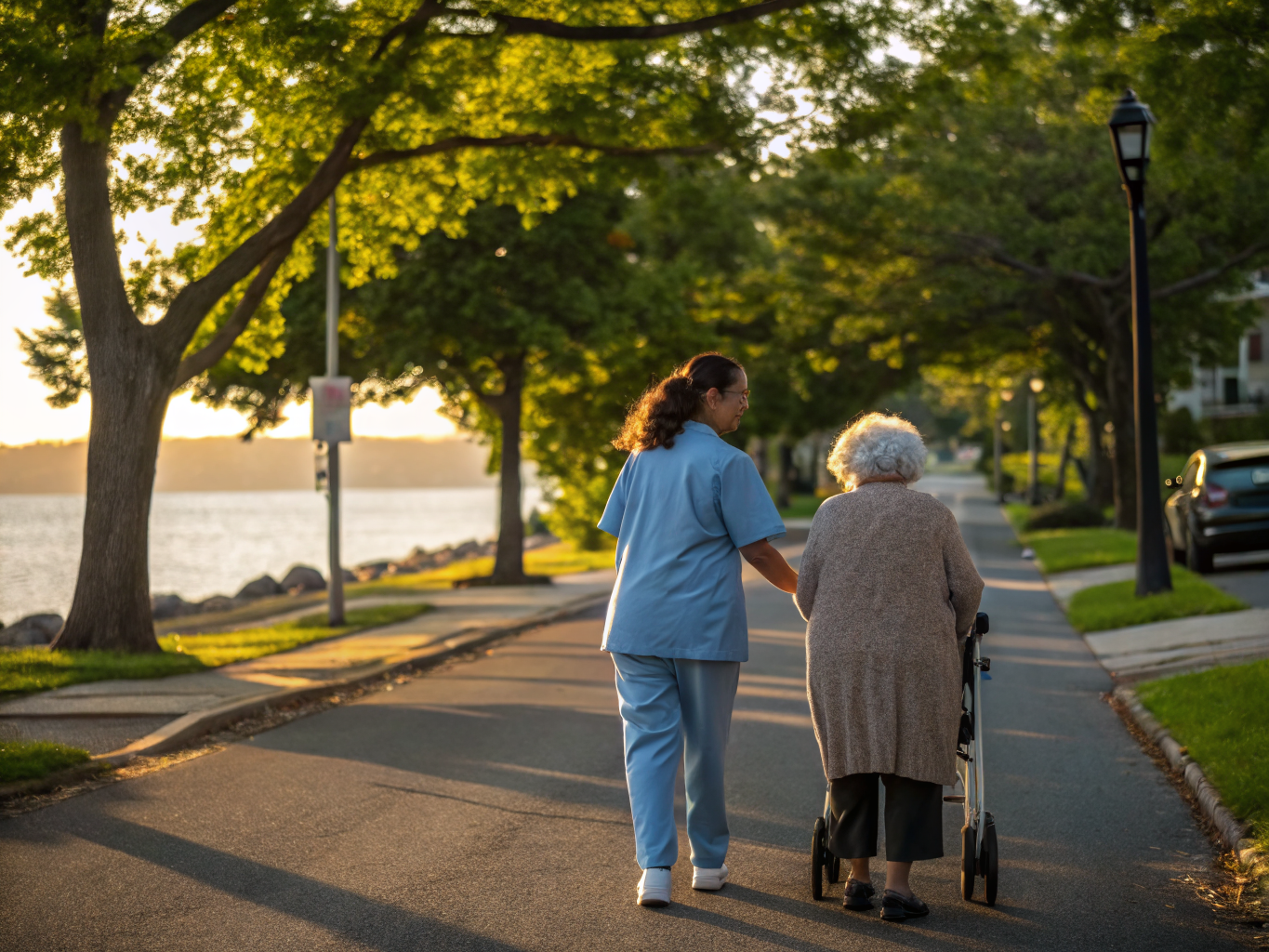 Home health aide assisting a senior resident in Island Heights NJ Ocean County