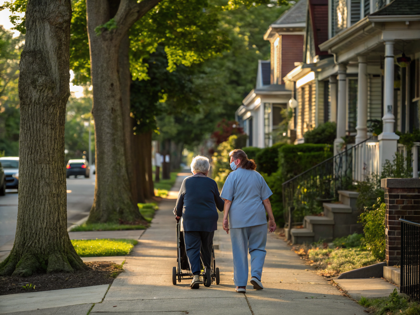 Home health aide assisting a senior resident in Jamesburg NJ Middlesex County