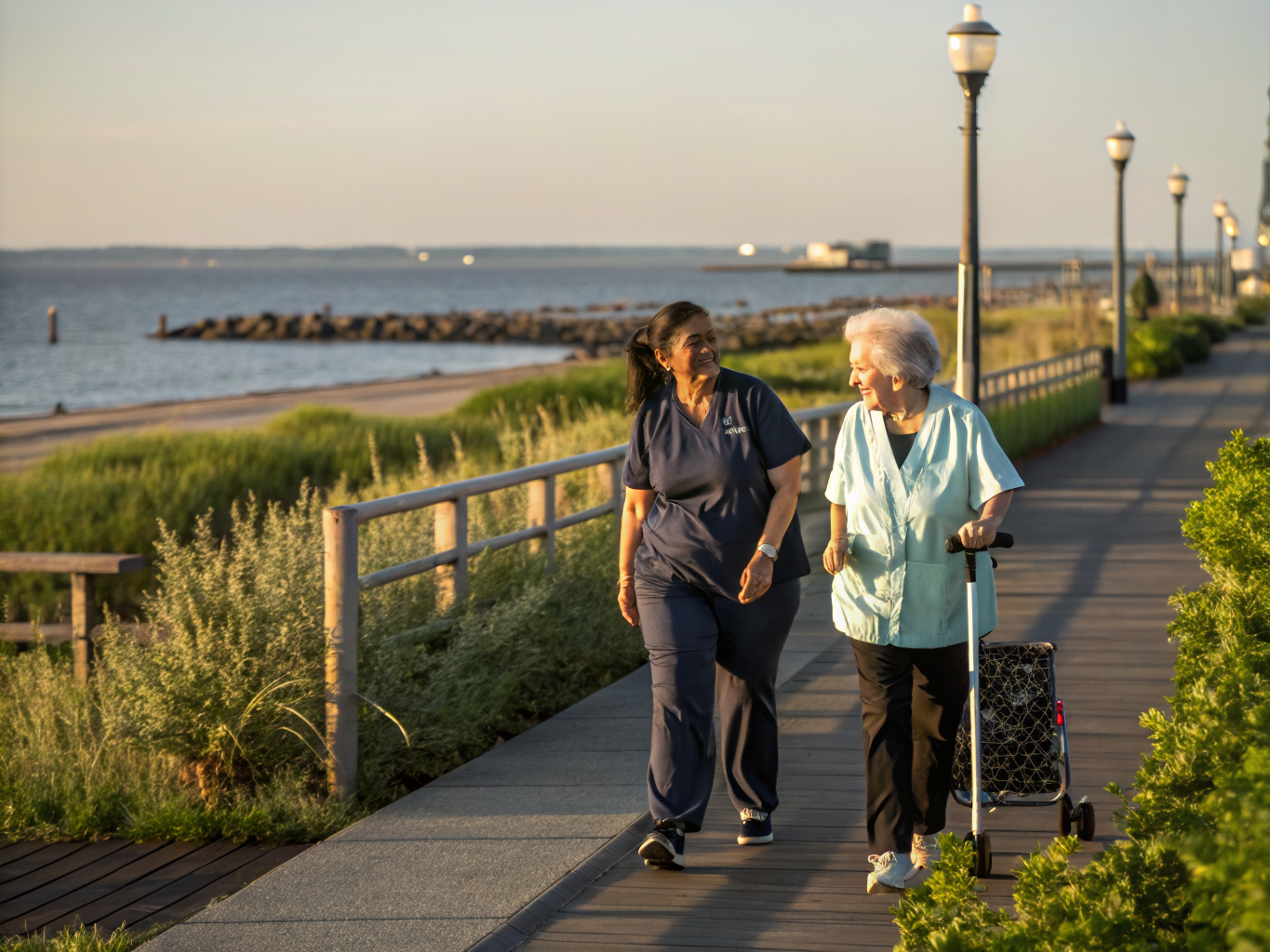 Home health aide providing care for a senior resident in Keansburg NJ Monmouth County