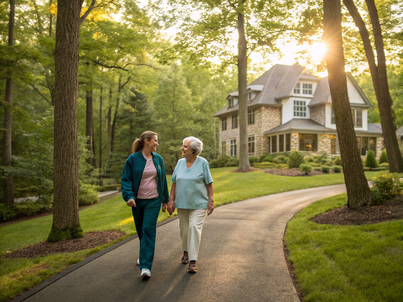 Home health aide assisting a senior resident in Kinnelon NJ Morris County