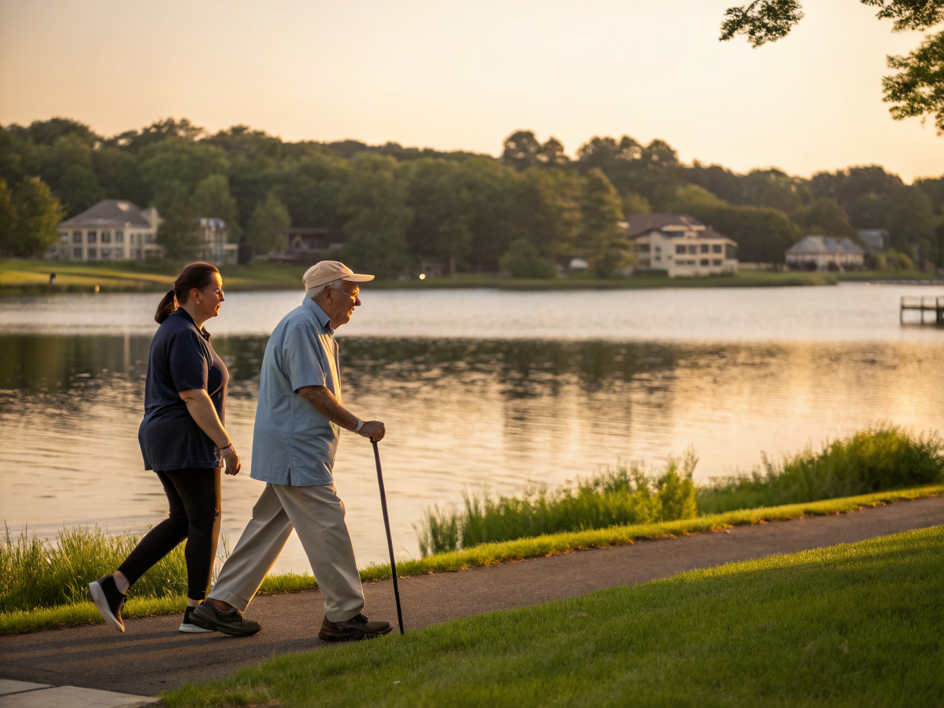 Home health aide assisting a senior resident in Lake Hiawatha (Parsippany) NJ Morris County
