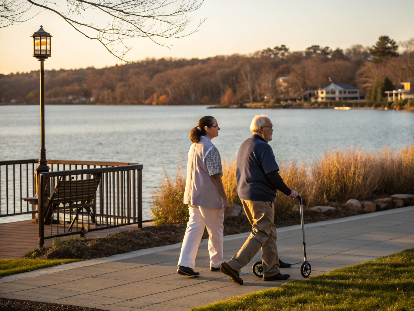 Home health aide assisting a senior resident in Landing (Roxbury) NJ Morris County