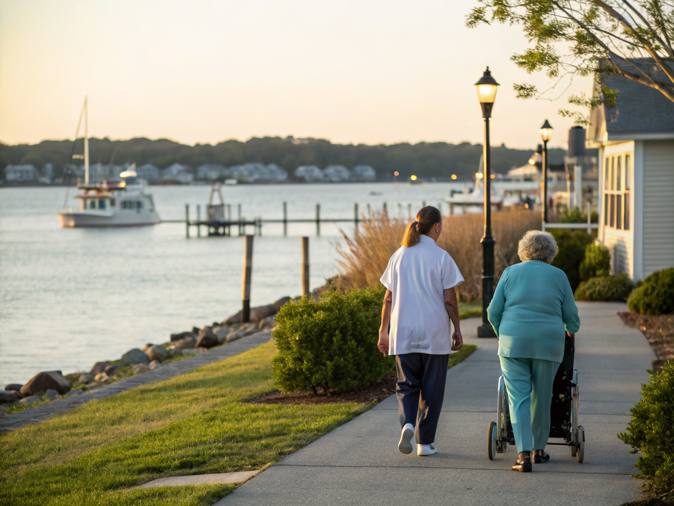 Home health aide assisting a senior resident in Lanoka Harbor NJ Ocean County