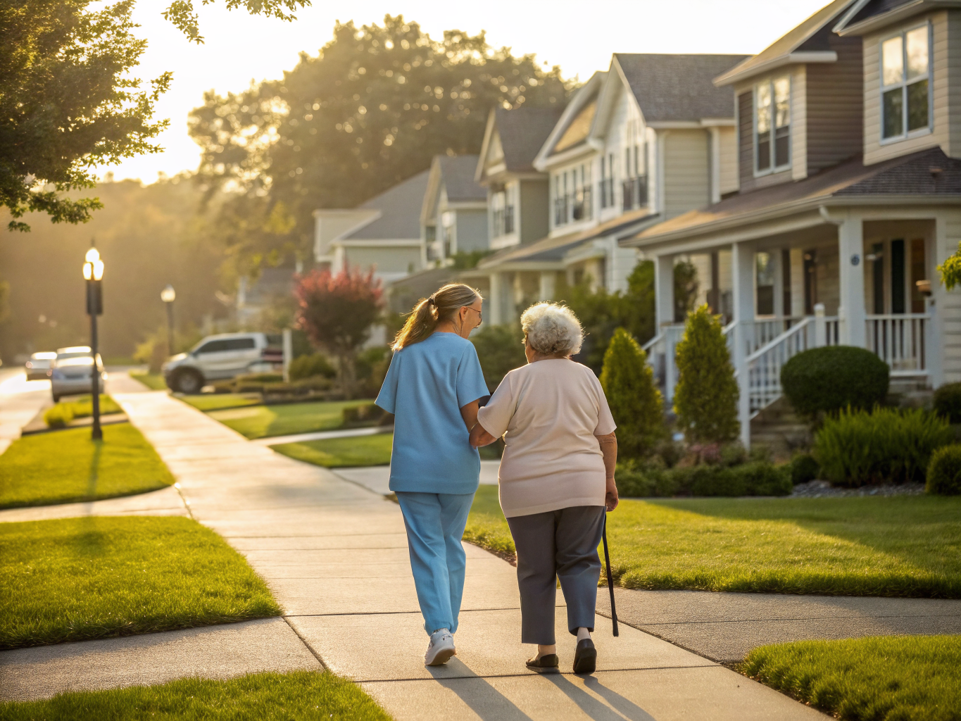 Home health aide assisting a senior resident in Lodi NJ Bergen County