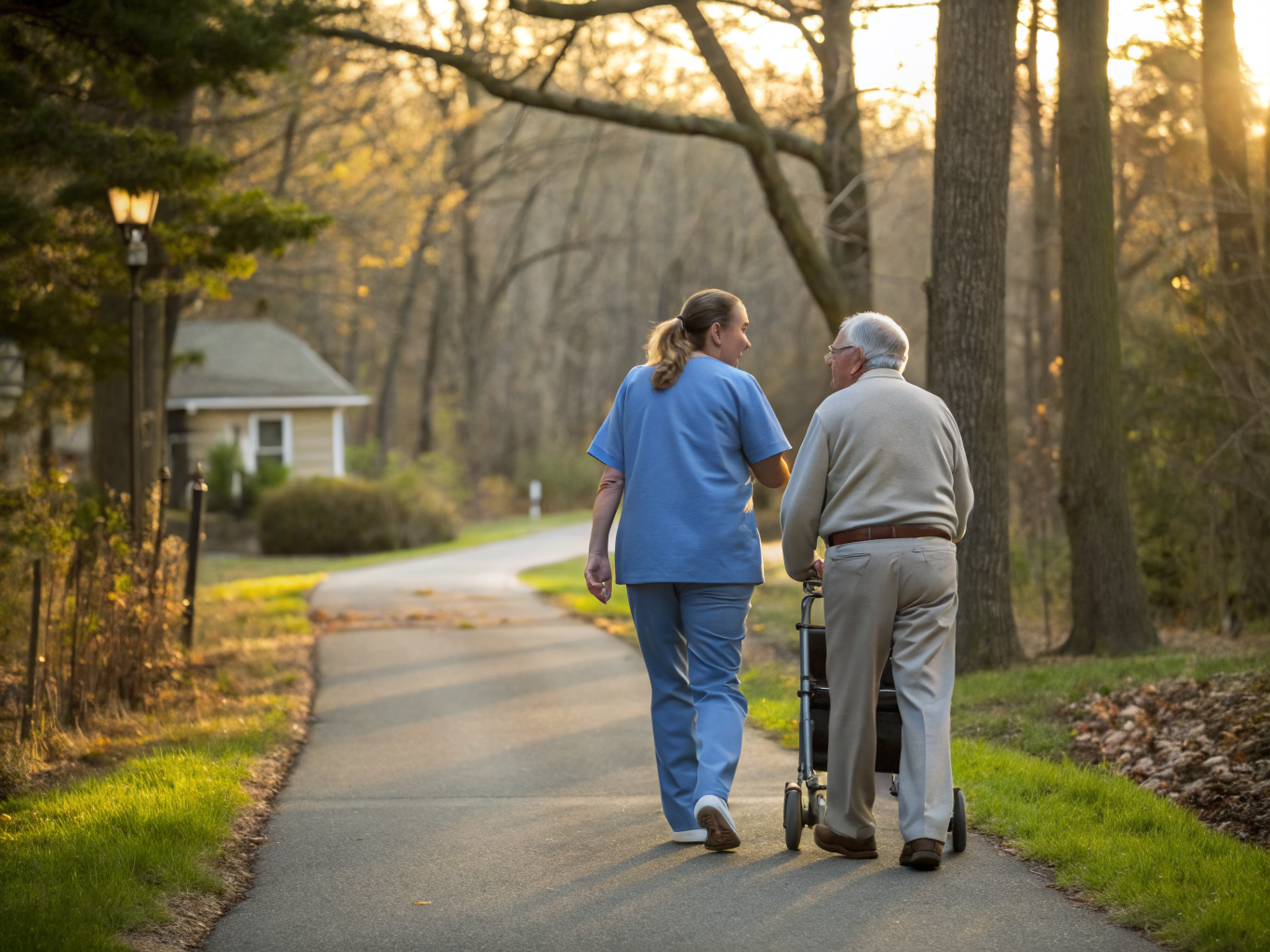 Home health aide assisting a senior resident in Long Hill Township/Stirling/Millington NJ Morris County
