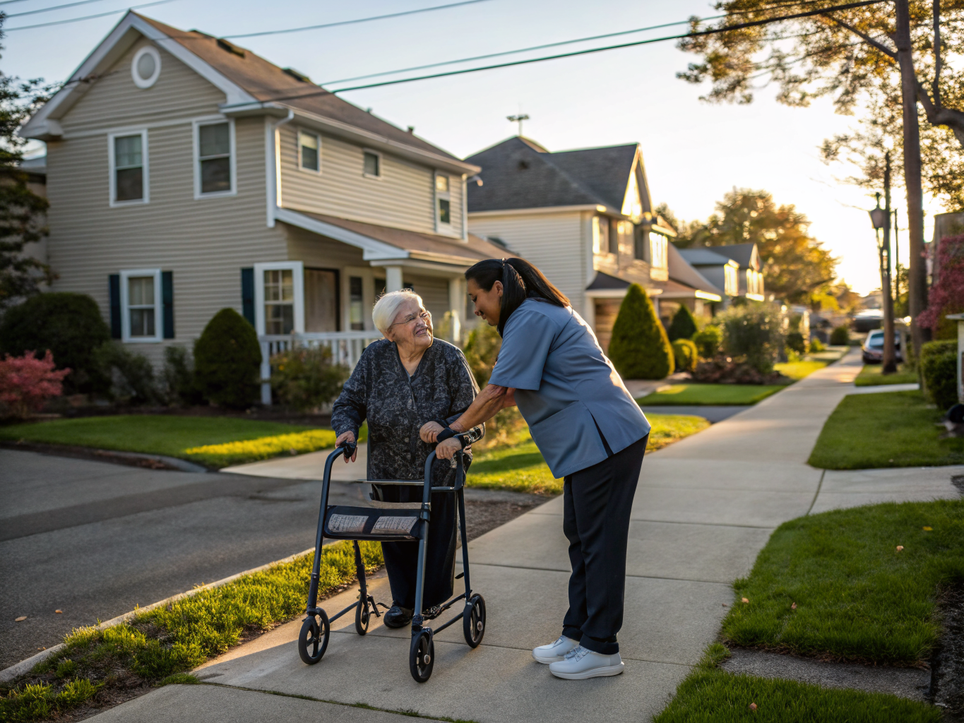 Home health aide assisting a senior resident in Manville NJ Somerset County