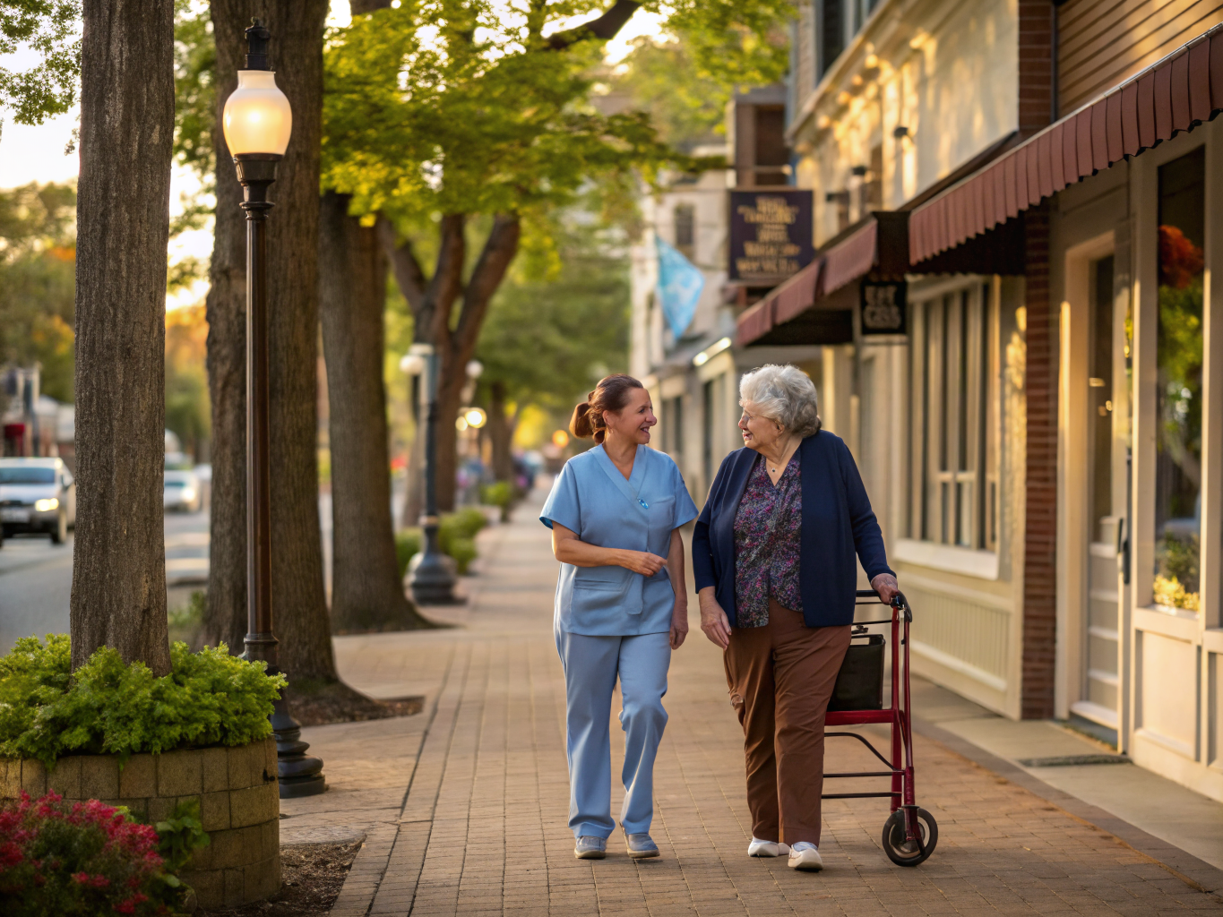 Home health aide assisting a senior resident in Metuchen NJ Middlesex County