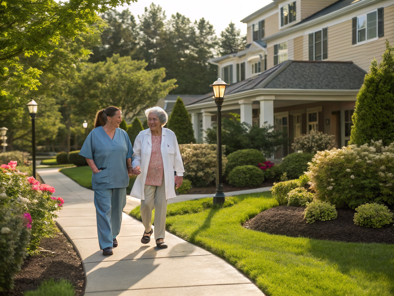 Home health aide assisting a senior resident in Monroe Township NJ Middlesex County