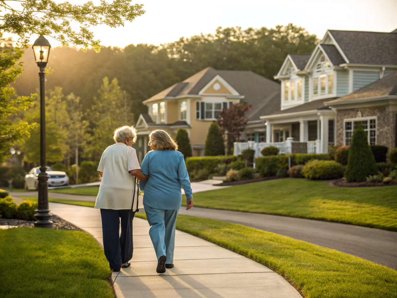 Home health aide assisting a senior resident in Montvale NJ Bergen County