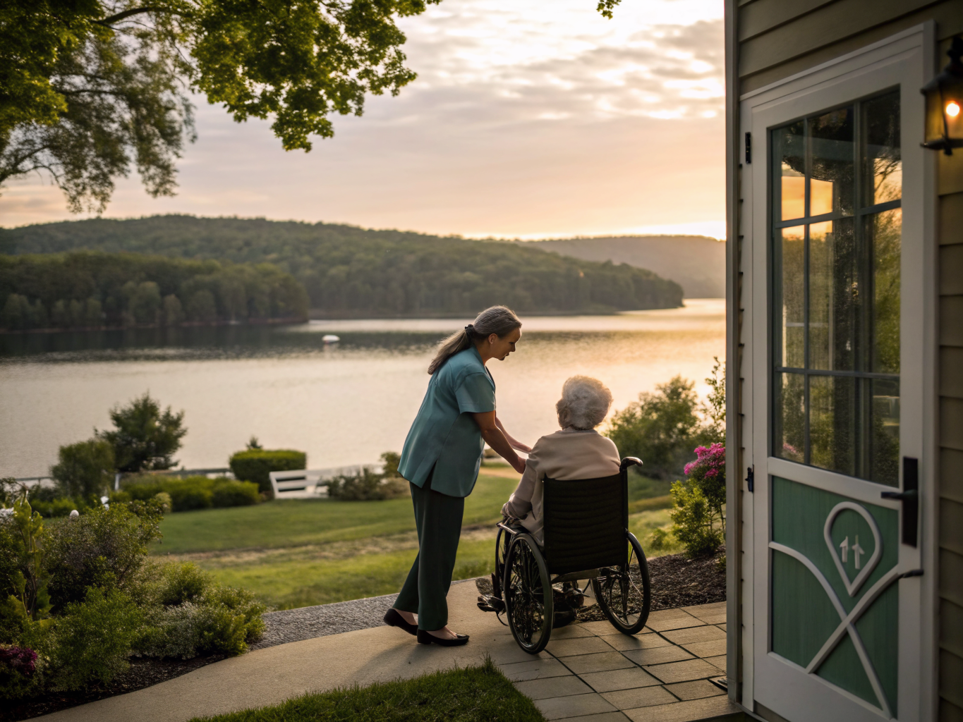 Home health aide assisting a senior resident in Mount Olive NJ Morris County
