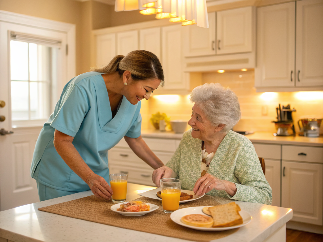 Home health aide providing care for a senior resident in Neptune NJ Monmouth County