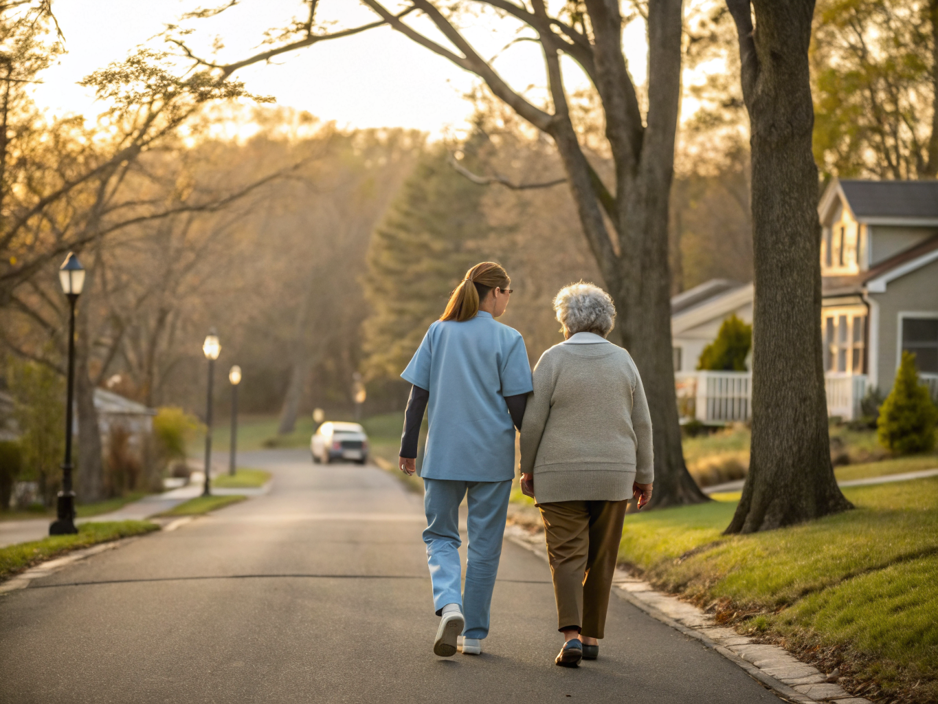 Home health aide assisting a senior resident in New Milford NJ Bergen County