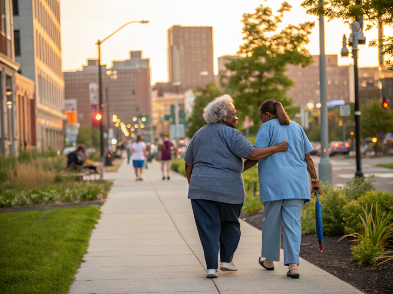 Home health aide assisting a senior resident in Newark NJ Essex County