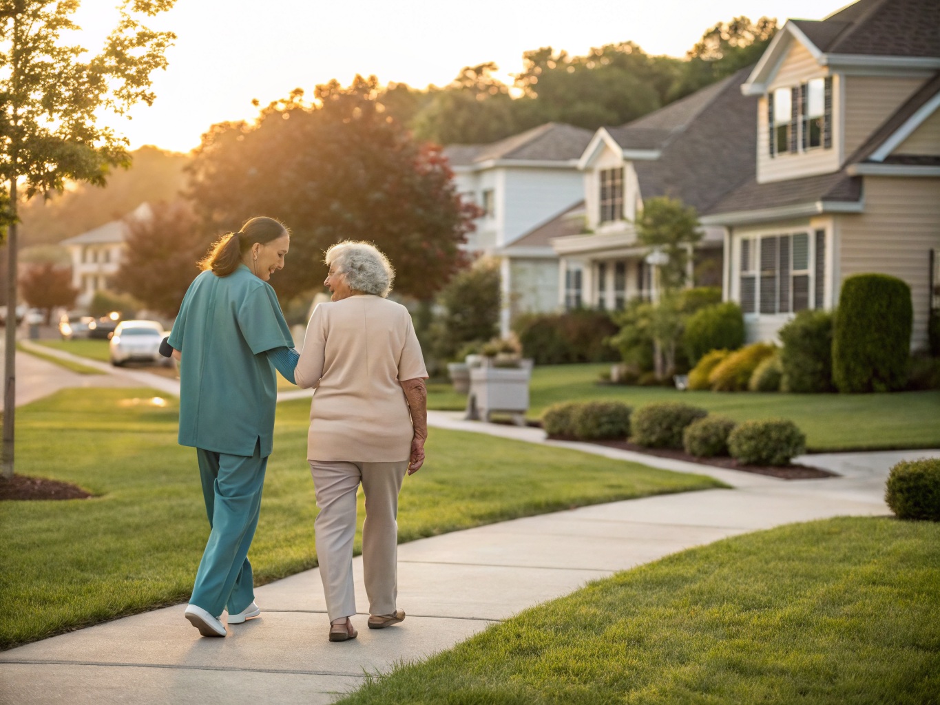 Home health aide assisting a senior resident in Norwood NJ Bergen County