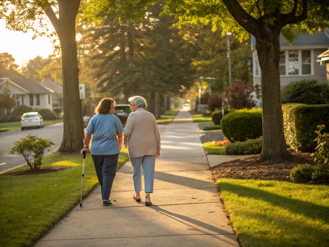 Home health aide assisting a senior resident in Oradell NJ Bergen County