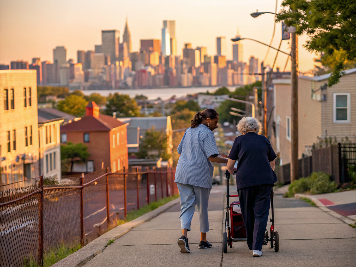 Home health aide assisting a senior resident in Orange NJ Essex County