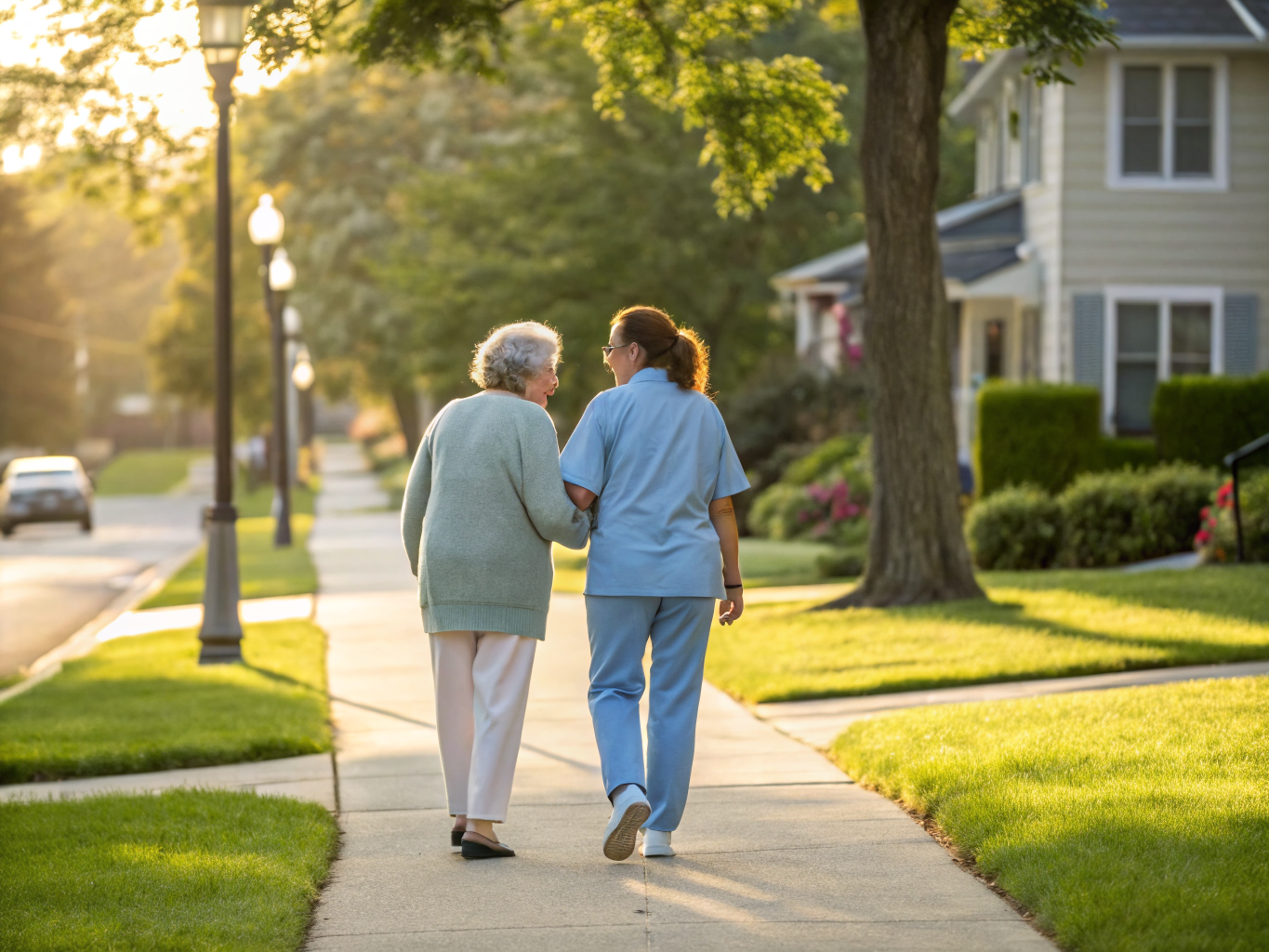 Home health aide assisting a senior resident in Park Ridge NJ Bergen County