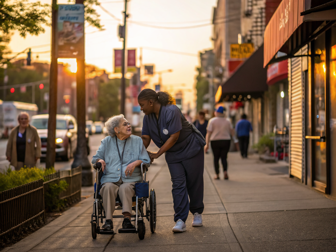 Home health aide assisting a senior resident in Passaic City NJ Passaic County