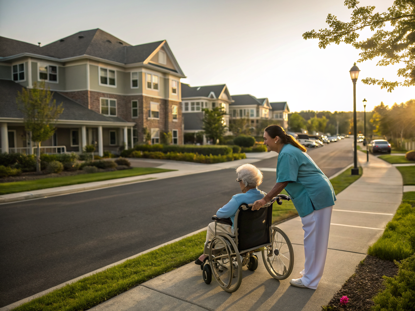 Home health aide assisting a senior resident in Plainsboro NJ Middlesex County