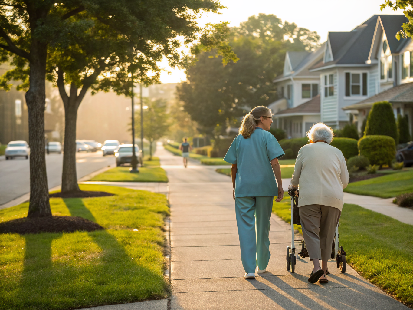 Home health aide assisting a senior resident in Ramsey NJ Bergen County
