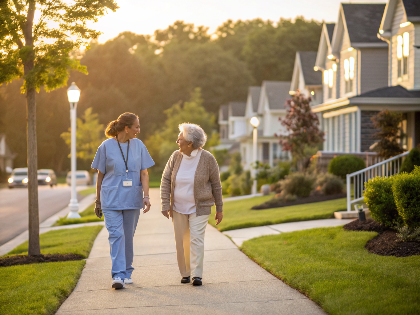 Home health aide assisting a senior resident in Ridgefield NJ Bergen County