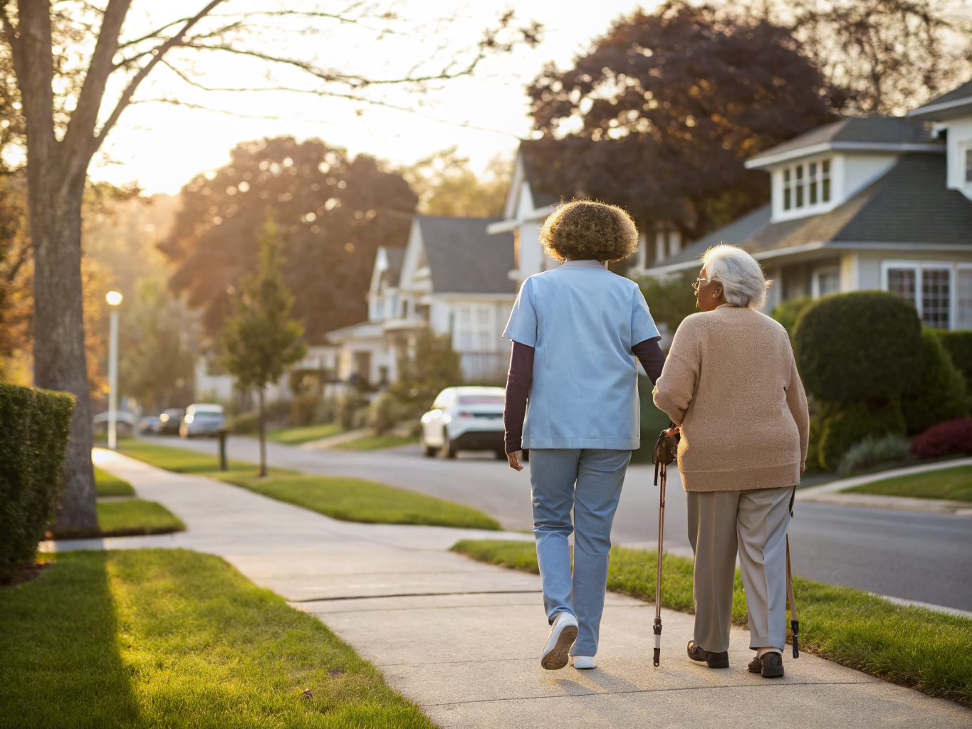 Home health aide assisting a senior resident in Ridgefield Park NJ Bergen County