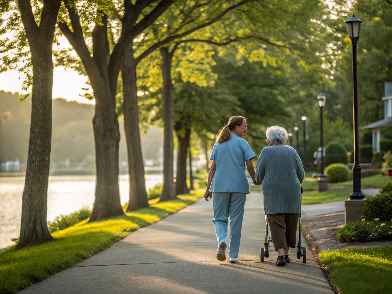 Home health aide assisting a senior resident in River Edge NJ Bergen County