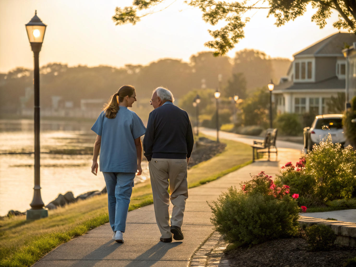 Home health aide assisting a senior resident in Riverdale NJ Morris County