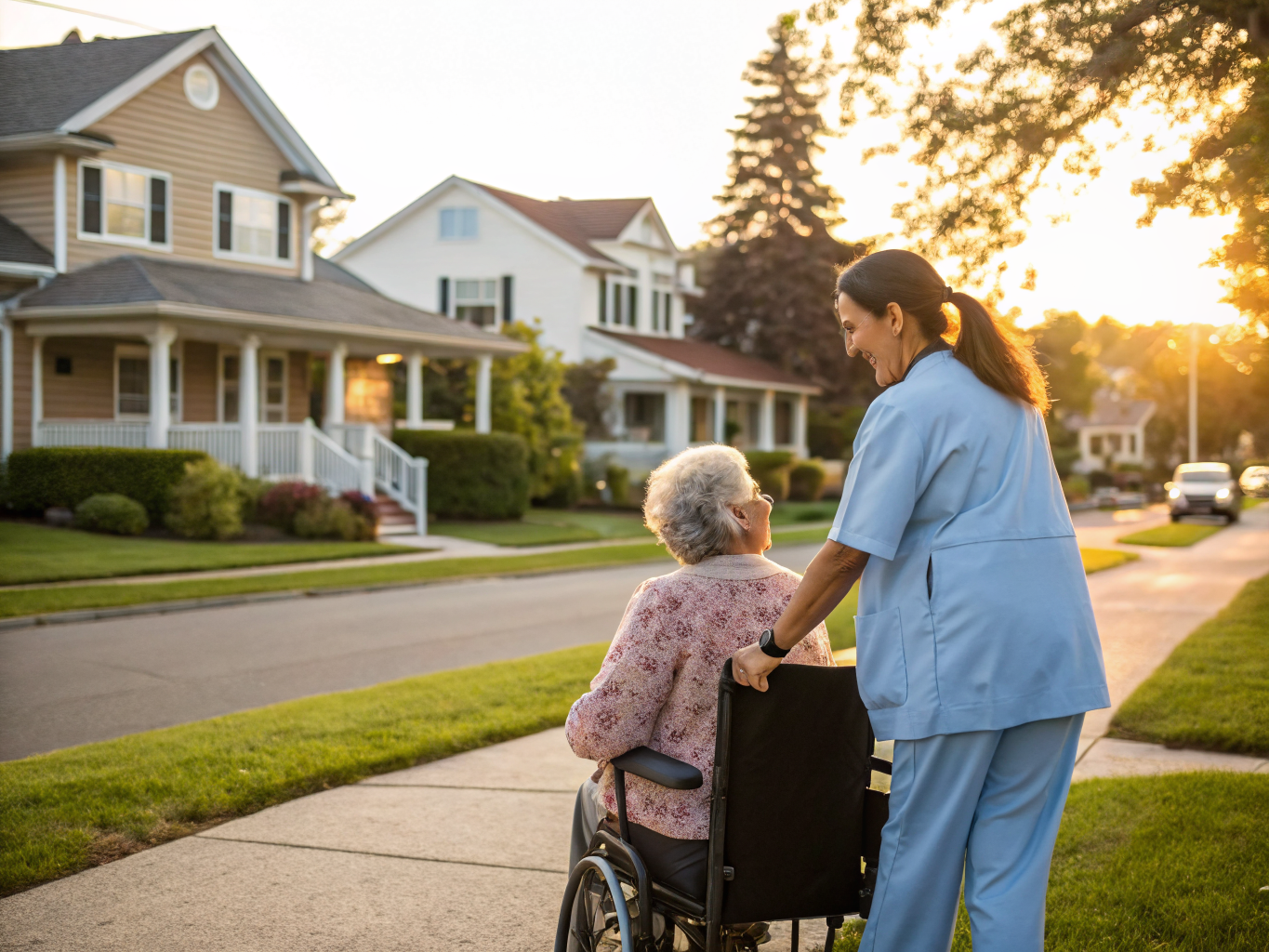 Home health aide assisting a senior resident in Rochelle Park NJ Bergen County