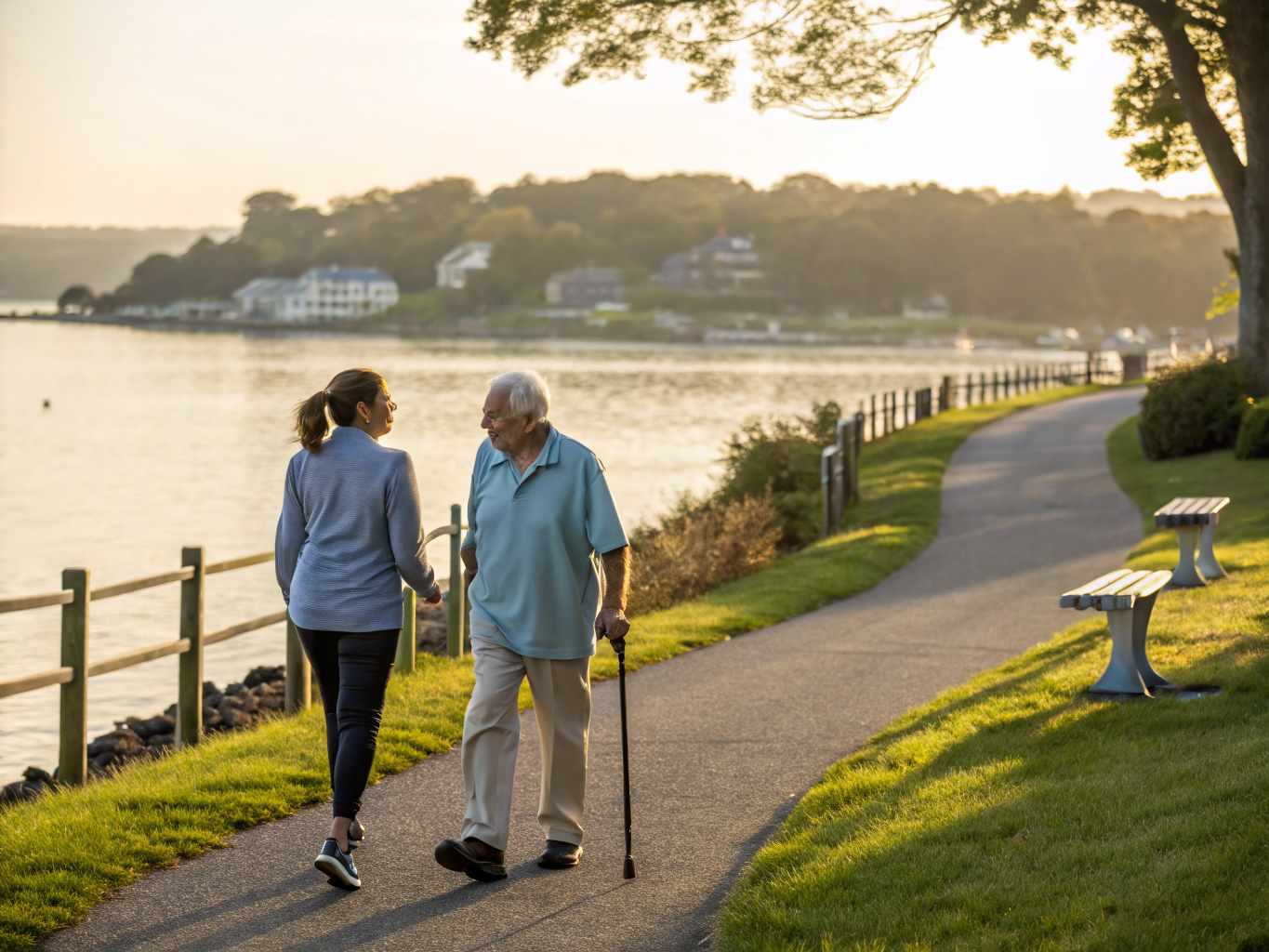 Home health aide providing care for a senior resident in Rumson NJ Monmouth County