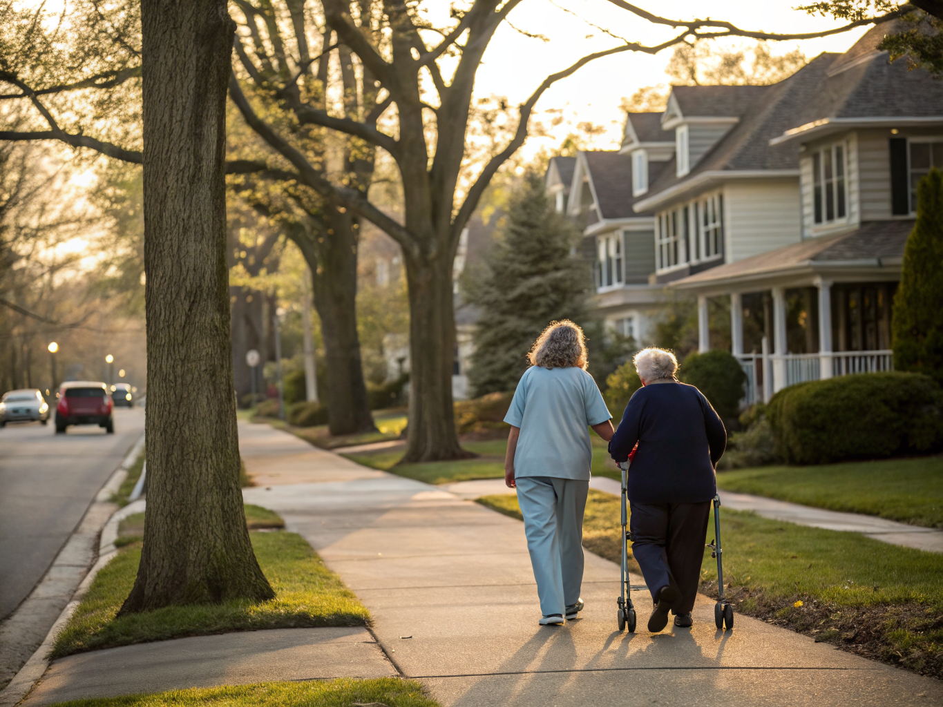 Home health aide assisting a senior resident in Rutherford NJ Bergen County