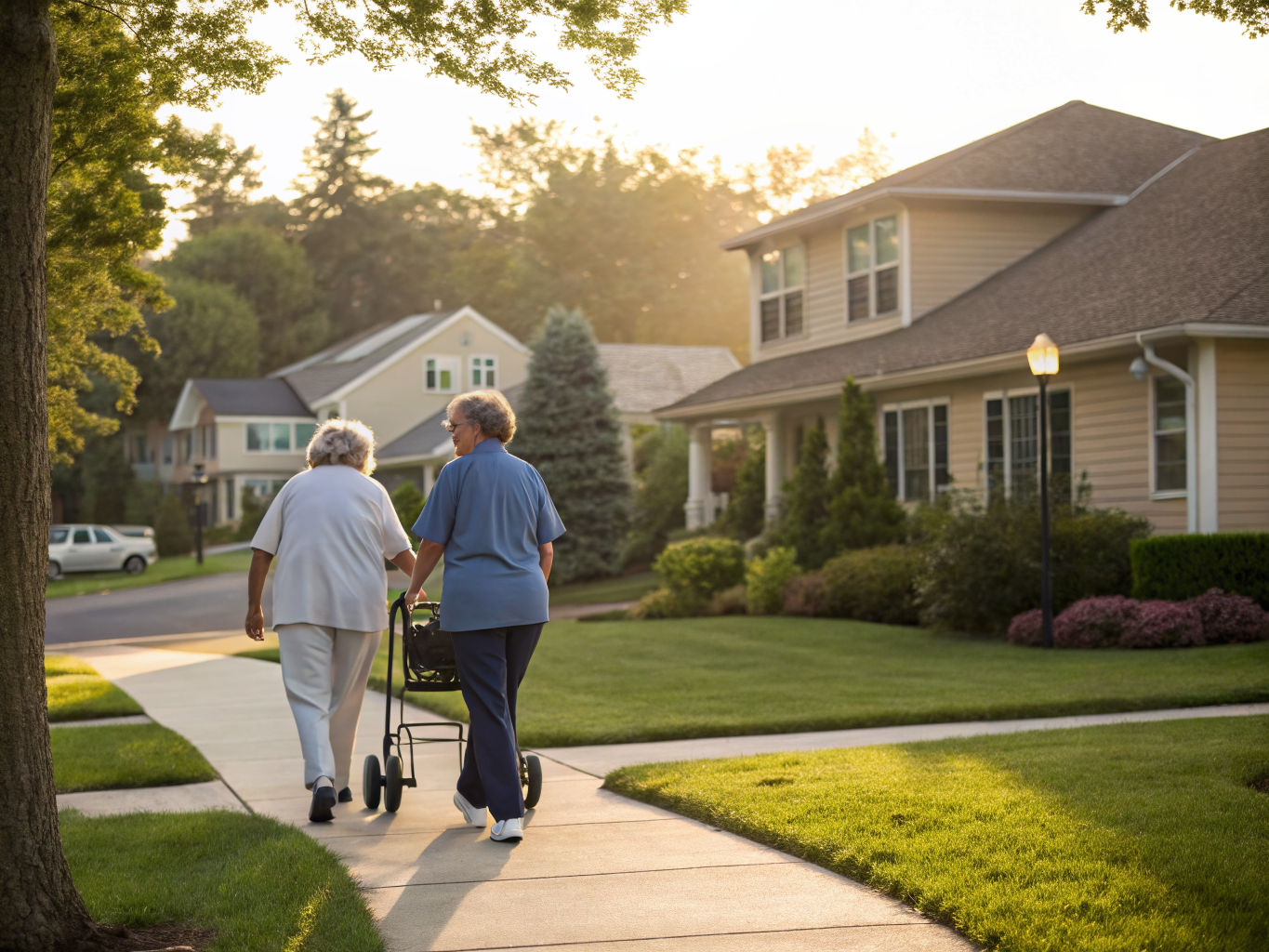 Home health aide assisting a senior resident in Saddle Brook NJ Bergen County