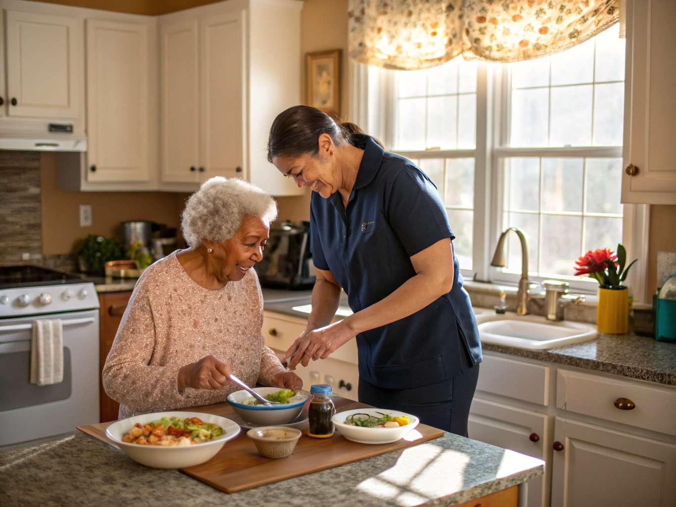 Home health aide assisting a senior in Hamilton Township NJ Mercer County