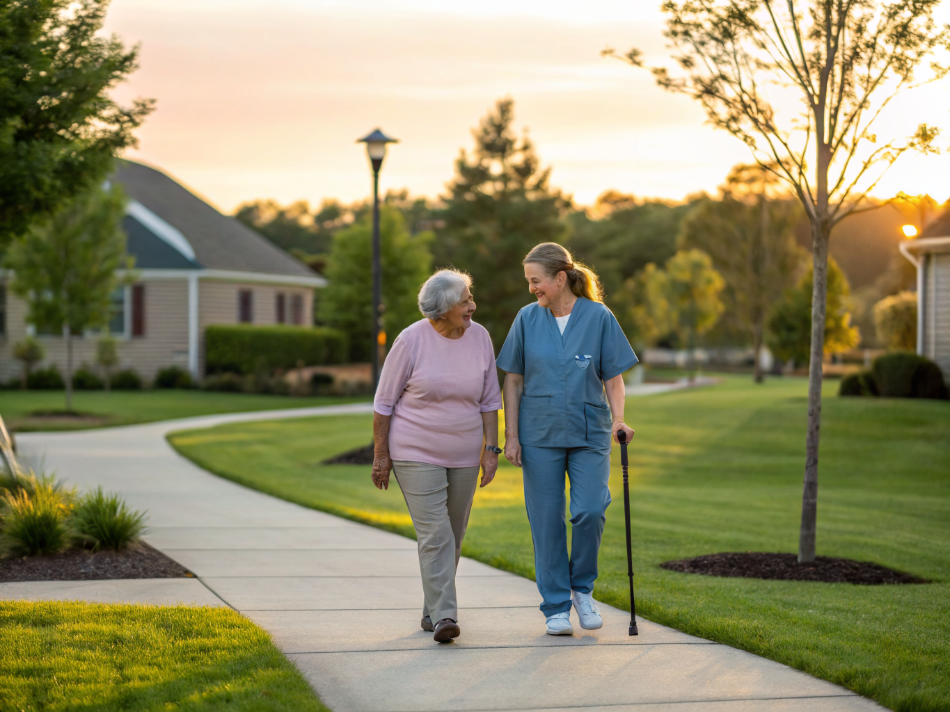 Home health aide assisting a senior resident in South Brunswick NJ Middlesex County