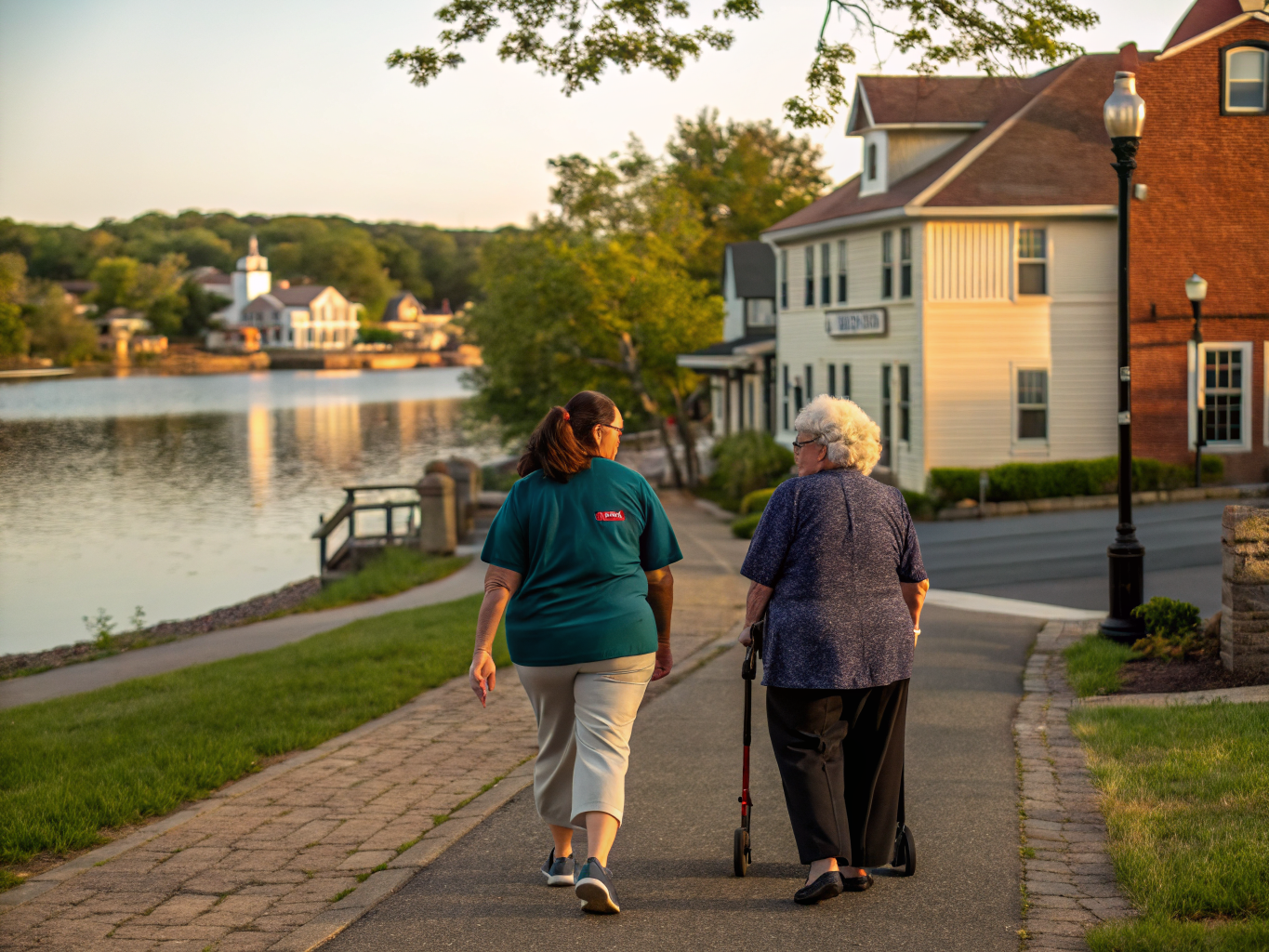 Home health aide assisting a senior resident in Stanhope NJ Morris County